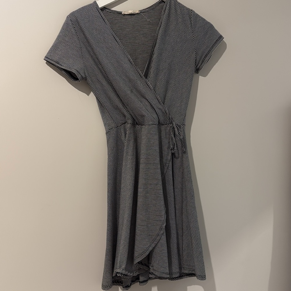 Striped Black and White Wrap Dress